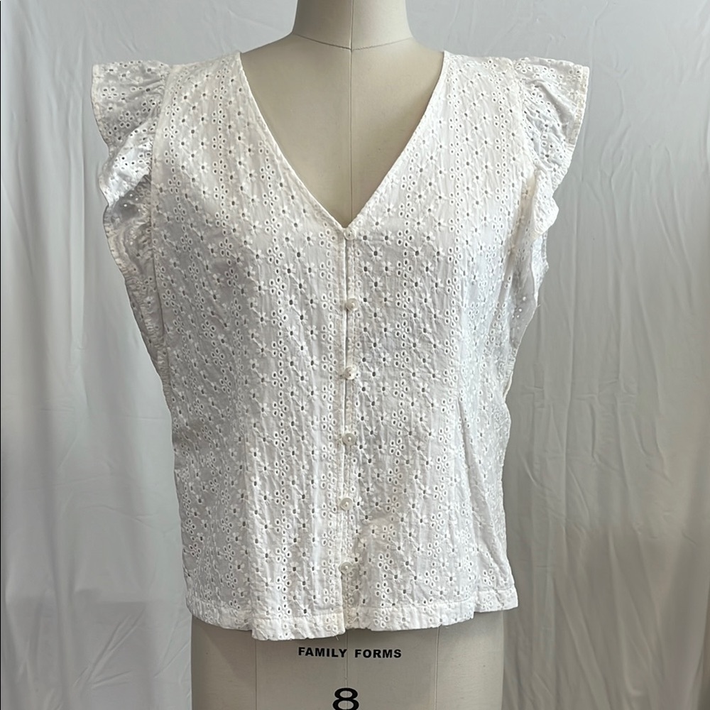 White Eyelet Sleeveless Top